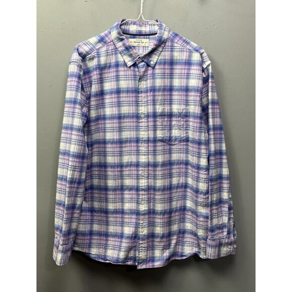 Hawker Rye Shirt Mens Large Purple White Plaid Button Up Preppy‎ Coastal - Picture 1 of 7